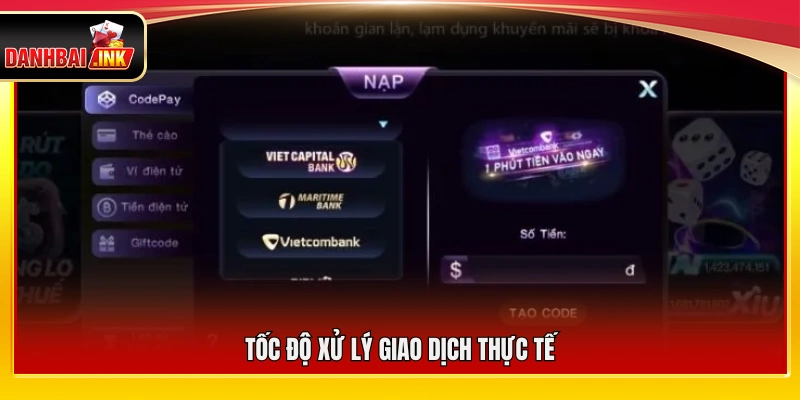 Thời gian xử lý các giao dịch trên thực tế